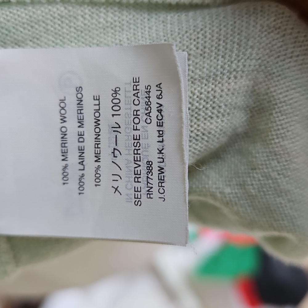 J. Crew Pale Light Green 100% Merino Wool Sweater - Picture 5 of 5